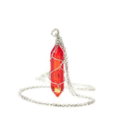 Wire Wrapped Red Carnelian Crystal Necklace