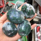 Green Moss Agate Palm Stone