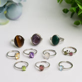 Mixed Crystal Silver Plated Cooper Rings Bulk