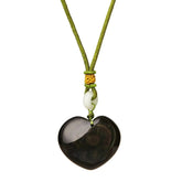Obsidian Heart-Shaped Stone Necklace Pendant