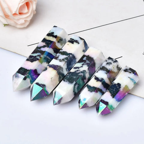 Rainbow Aura Zebra Jasper Crystal Point