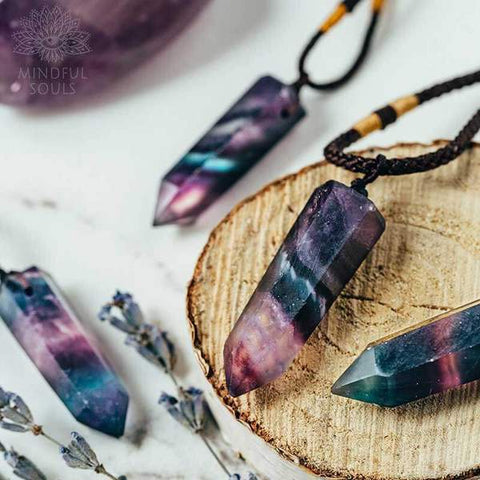 Pure Crystal Fluorite Wand Necklace