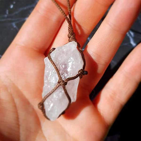 Wrapped Raw Clear Quartz Necklace