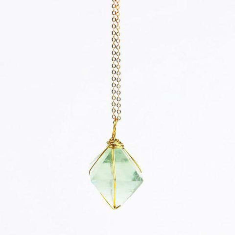 Octahedron Green Fluorite Necklace