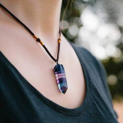 Pure Crystal Fluorite Wand Necklace