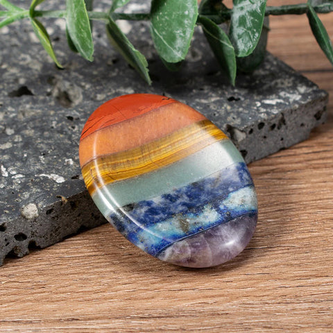 Natural Seven Chakra Worry Stone