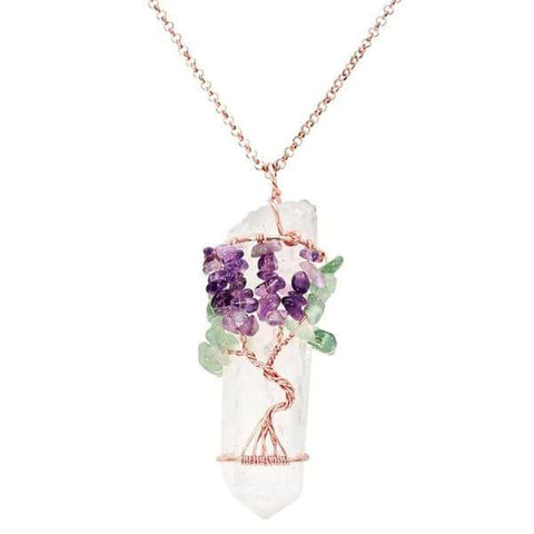 Clear Quartz Gem Tree Necklace