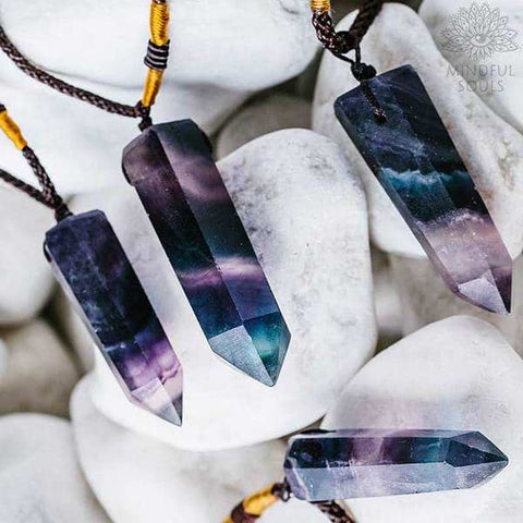 Pure Crystal Fluorite Wand Necklace