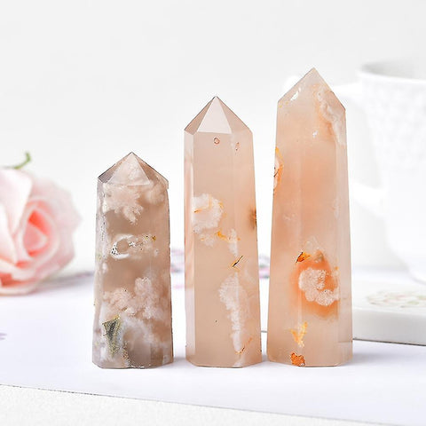 Natural Sakura Agate Obelisk