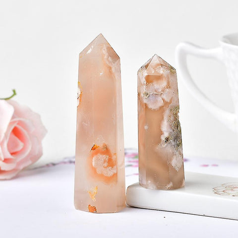 Natural Sakura Agate Obelisk