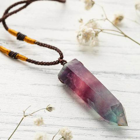 Pure Crystal Fluorite Wand Necklace