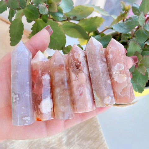 Sakura Flower Agate Crystal Point