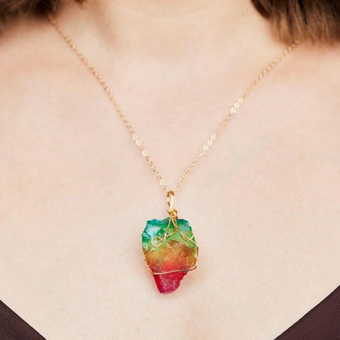 Rainbow Aura Quartz Necklace