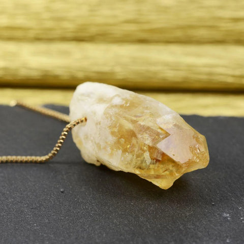 Raw Citrine Crystal Necklace