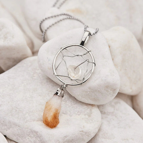 Citrine Crystal Dream Catcher Necklace