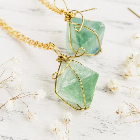 Octahedron Green Fluorite Necklace