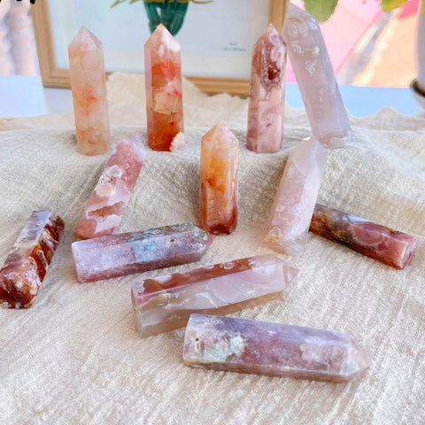 Sakura Flower Agate Crystal Point