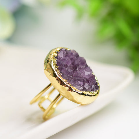 Amethyst Cluster Metal Ring Bulk