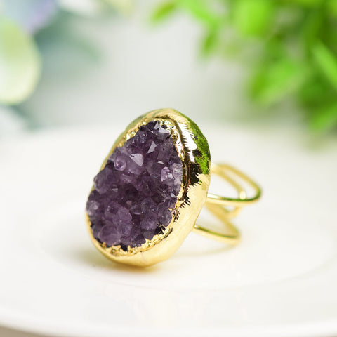 Amethyst Cluster Metal Ring Bulk