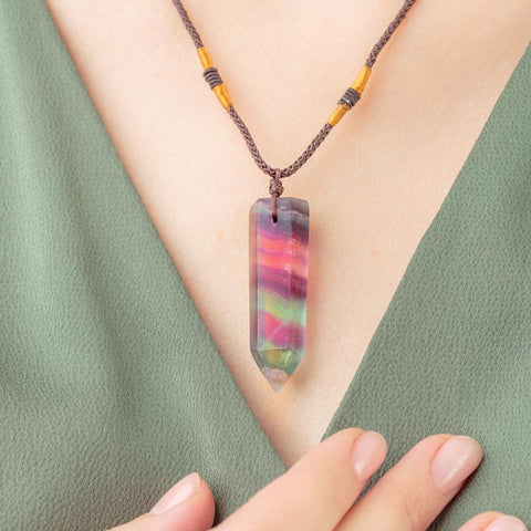 Pure Crystal Fluorite Wand Necklace