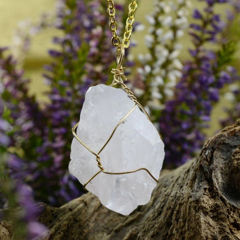 Rose Quartz Golden Wire Necklace