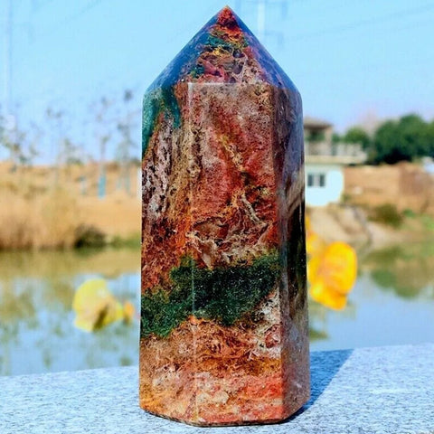 Marine Jasper Quartz Crystal Point