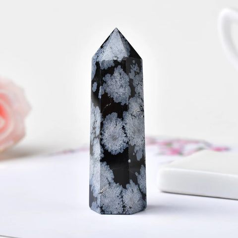 Natural Snowflake Obsidian Crystal Point