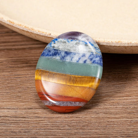 Natural Seven Chakra Worry Stone