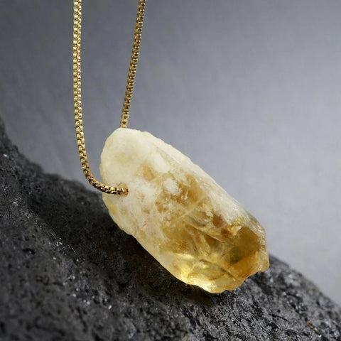 Raw Citrine Crystal Necklace