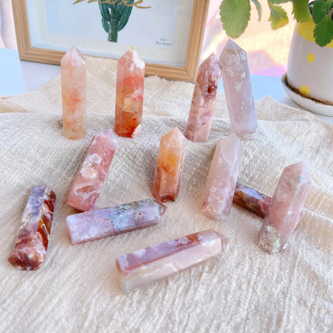 Sakura Flower Agate Crystal Point